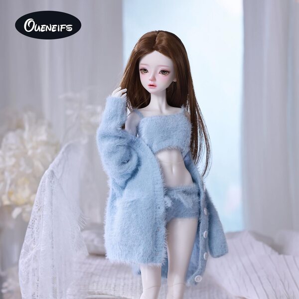 Kleidungsset für 1/3 BJD-Puppen – blauer Pullover, Weste und Hose