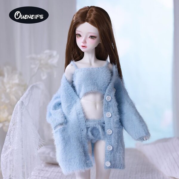 Kleidungsset für 1/3 BJD-Puppen – blauer Pullover, Weste und Hose