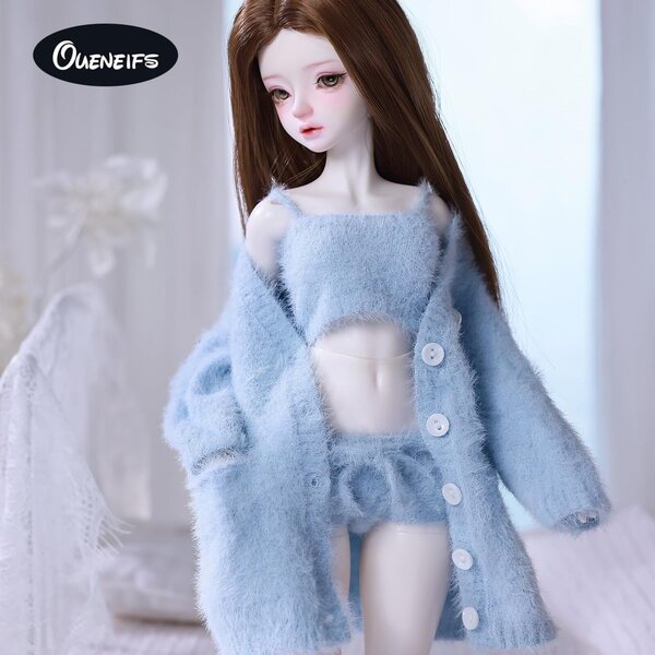 Kleidungsset für 1/3 BJD-Puppen – blauer Pullover, Weste und Hose