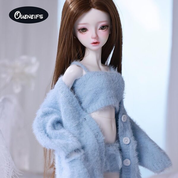 Kleidungsset für 1/3 BJD-Puppen – blauer Pullover, Weste und Hose