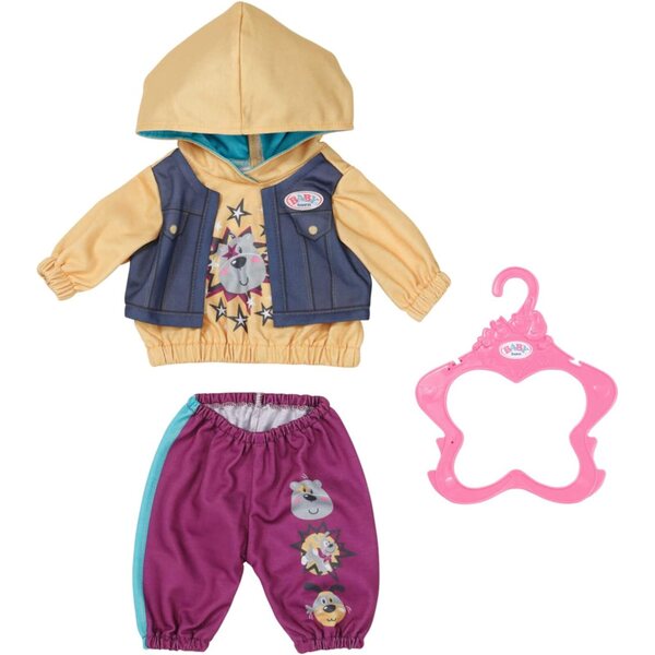 Baby Born Outfit con Hoody 43cm Set Bambolekleidung in Lilla e Giallo