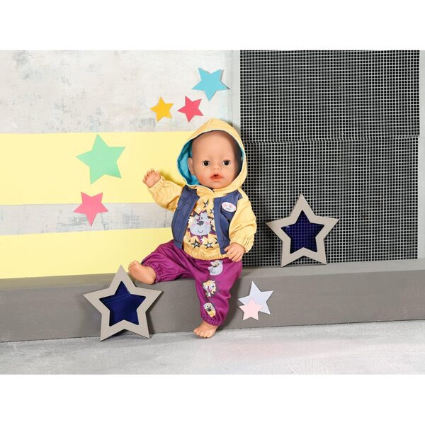 Baby Born Outfit con Hoody 43cm Set Bambolekleidung in Lilla e Giallo