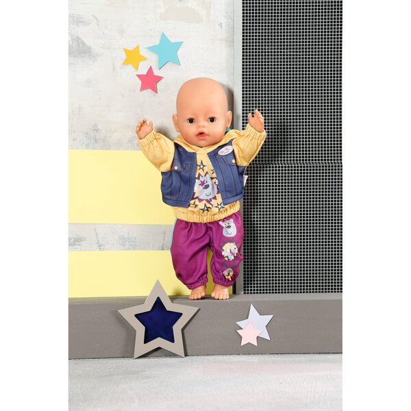 Baby Born Outfit con Hoody 43cm Set Bambolekleidung in Lilla e Giallo