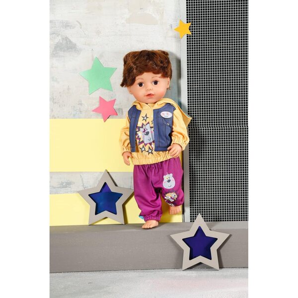 Baby Born Outfit con Hoody 43cm Set Bambolekleidung in Lilla e Giallo