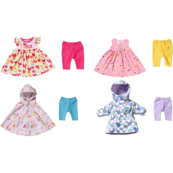 BABY born 4 Stagioni Set Abiti con 2 Vestiti, 4 Pantaloni, Mantella Pioggia e Cappotto Invernale per Bambole 43 cm