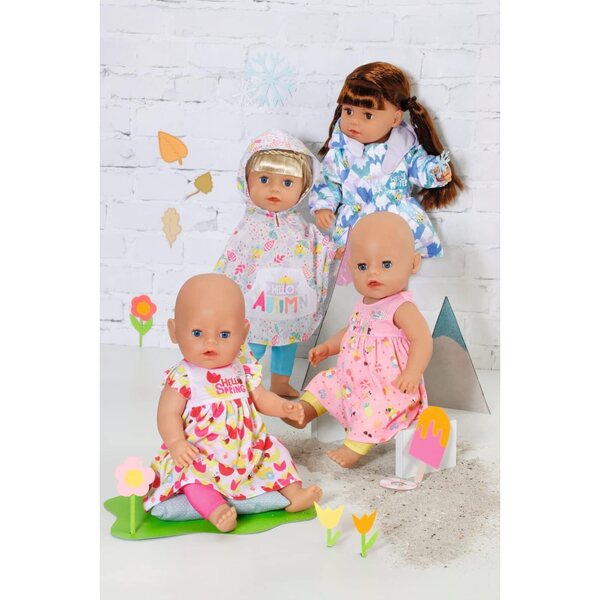 BABY born 4 Stagioni Set Abiti con 2 Vestiti, 4 Pantaloni, Mantella Pioggia e Cappotto Invernale per Bambole 43 cm