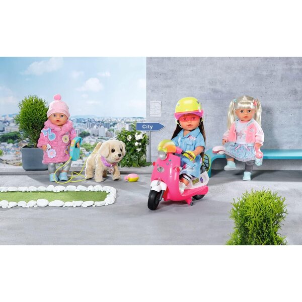 BABY Born Deluxe Jeans Dress 43 cm con leggings, cappello e scarpe - Set di vestiti per bambole
