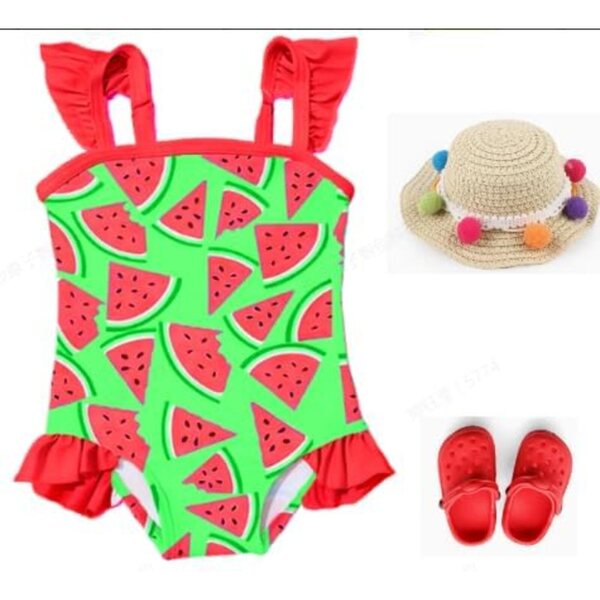 Costume da bagno rosso a motivo anguria per bambole - Xerteam