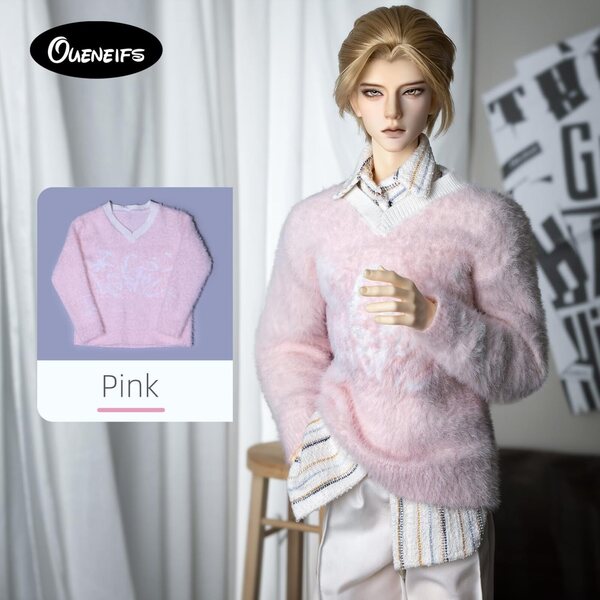Rosa moderner BJD-Pullover für 1/3 männliche Puppen – Oueneifs exklusiver Pullover