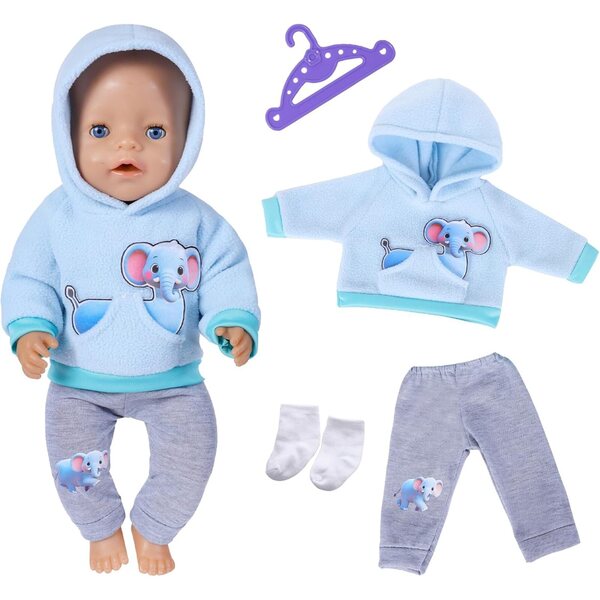 Komplettes Bekleidungsset für 30–45 cm große Puppen mit Kapuzenpullover und Zubehör