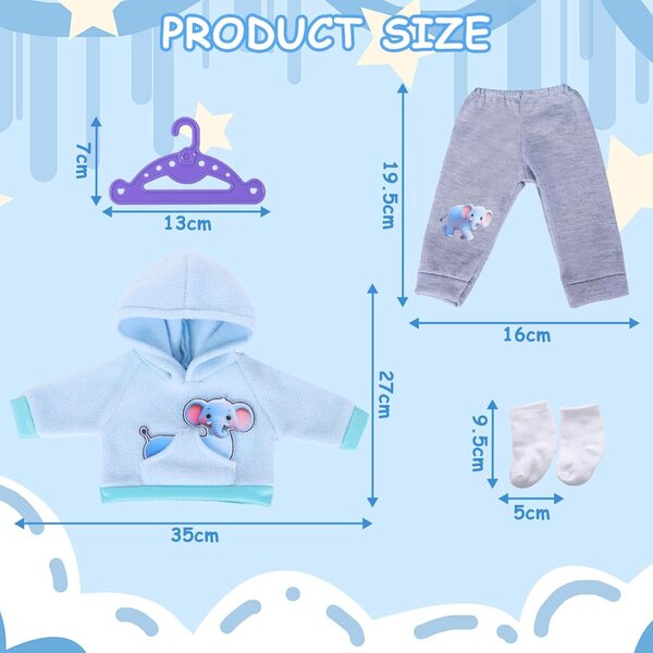 Komplettes Bekleidungsset für 30–45 cm große Puppen mit Kapuzenpullover und Zubehör