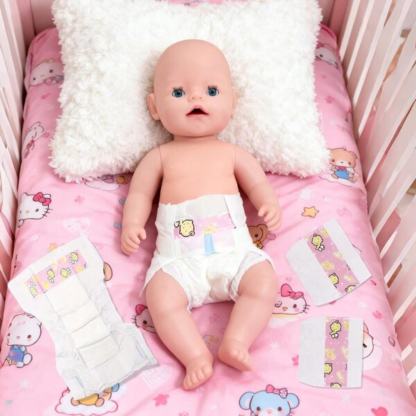 Bambolewindeln 35-45 cm per bambole, 10 pezzi rosa realistica e riutilizzabili