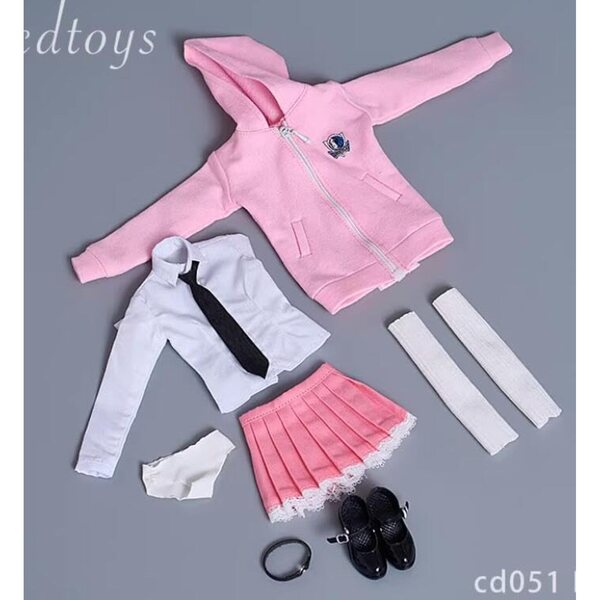 Komplettes Puppenkleidungsset 12 Zoll 1/6 AMITD Sweatshirt mit Reißverschluss und Rockschuhen