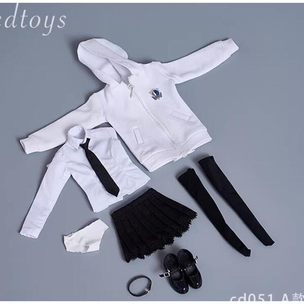 Komplettes Hoodie- und Rock-Set 1/6 für 12-Zoll-Puppen – AMITD Detaillierte Kleidung