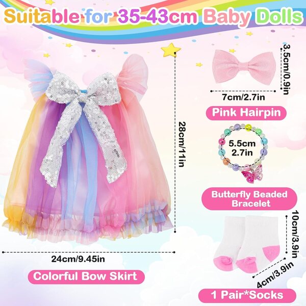 Gonna per bambole con fantasia farfalle | Xerteam elegante e colorata