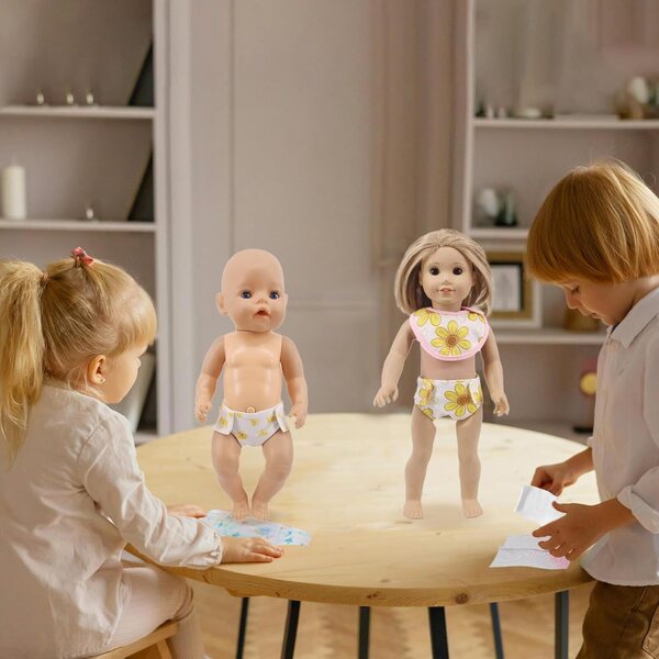 Xerteam Set mit 8 Zubehörteilen für Puppen: 4 Windeln + 4 Paar Socken für Puppen 35–45 cm