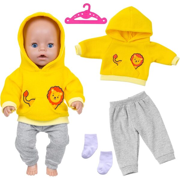 Puppenkleidungsset für Kinder 35-45 cm mit Kapuze, Hose und weichen Socken