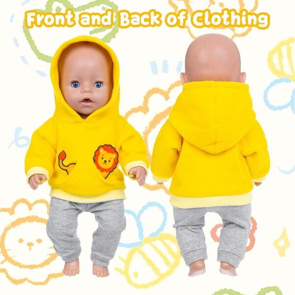 Puppenkleidungsset für Kinder 35-45 cm mit Kapuze, Hose und weichen Socken