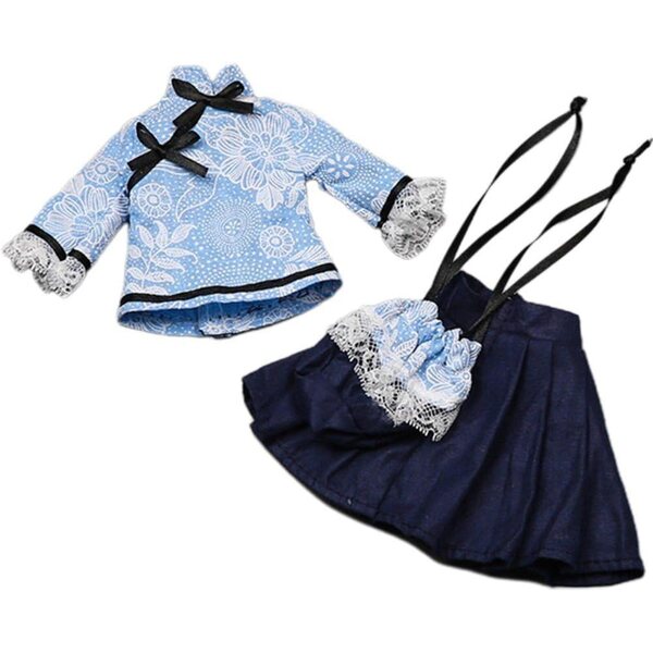 Abbigliamento per bambole 30 cm Keuyeo con vestito e cappello in stoffa rosso o blu