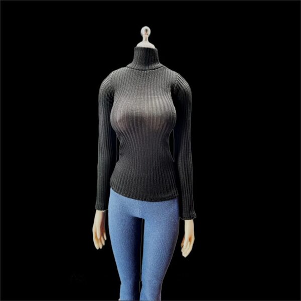 Elastischer Rollkragenpullover für 1/6 weibliche Actionfiguren DEZARO Schwarz