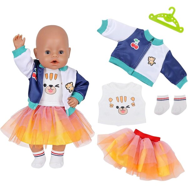 Abbigliamento per bambole 35-43 cm: giacca tigre e gonna in tulle Atomvia