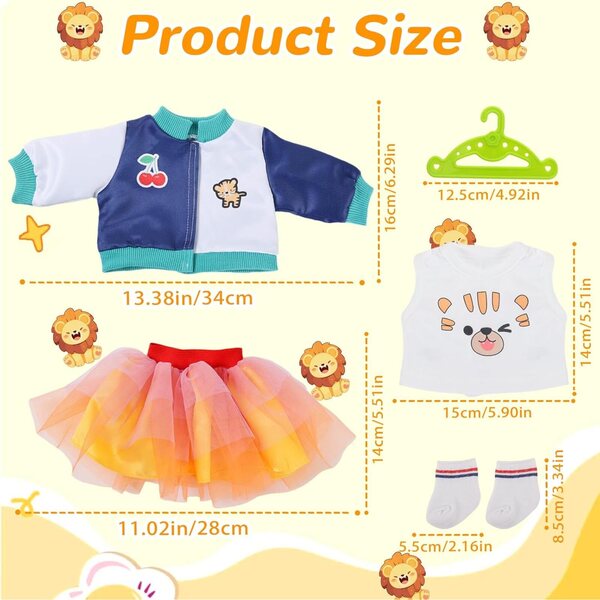 Abbigliamento per bambole 35-43 cm: giacca tigre e gonna in tulle Atomvia