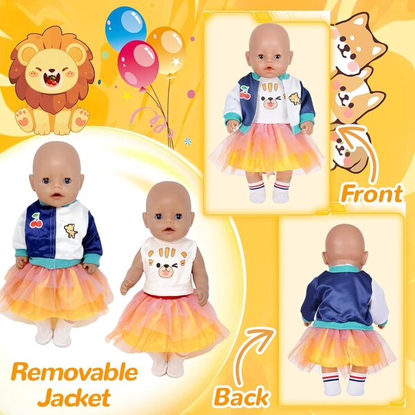 Abbigliamento per bambole 35-43 cm: giacca tigre e gonna in tulle Atomvia