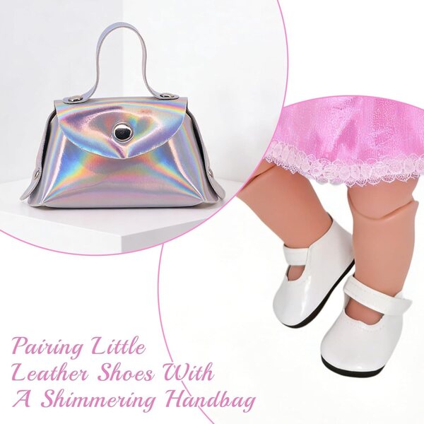Bekleidungsset für Puppen 35-45 cm mit Kleid, Schuhen, Tasche und Accessoires