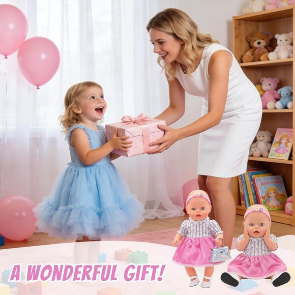 Bekleidungsset für Puppen 35-45 cm mit Kleid, Schuhen, Tasche und Accessoires