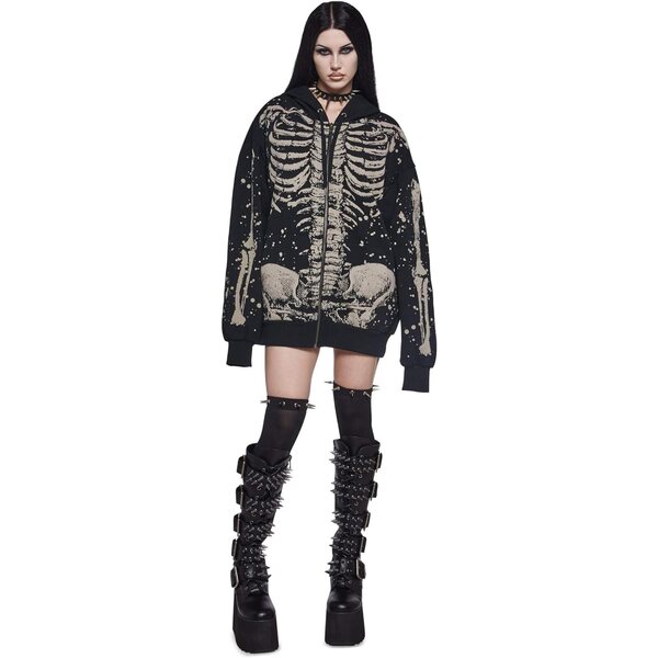 Dolls Kill Trickz N' Treatz Übergroßes Sweatshirt mit Skelett-Aufdruck, Größe M