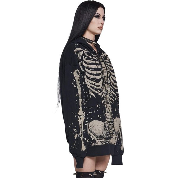 Dolls Kill Trickz N' Treatz Übergroßes Sweatshirt mit Skelett-Aufdruck, Größe M
