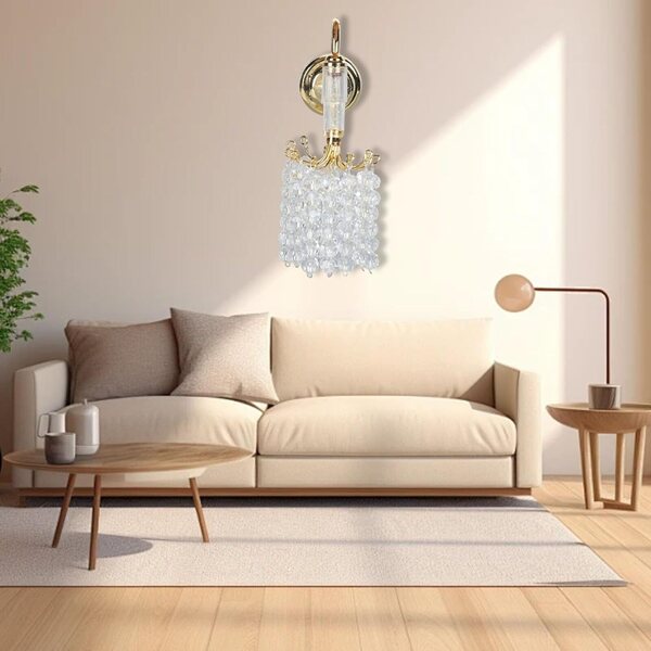 Lampada decorativa per casa delle bambole in miniatura metallo e perline acriliche