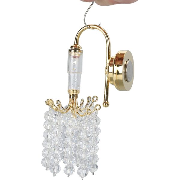 Lampada decorativa per casa delle bambole in miniatura metallo e perline acriliche
