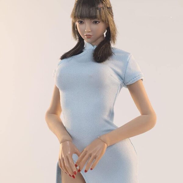AMITD Abito Cheongsam Blu 1/6 per Action Figure Femminile 12 pollici PH TBLeague