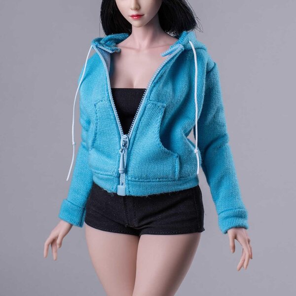AMITD Felpa con Zip Donna 1/6 per Action Figures 12'' - Blu, Alta Qualità