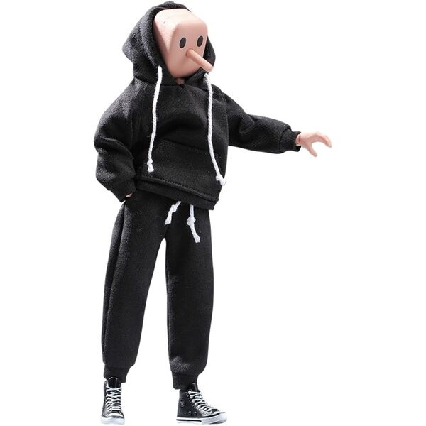 1/12 Herrenbekleidung für Actionfigur 6 Zoll AMITD Sweatshirt und Hose Schwarz
