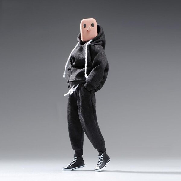 1/12 Herrenbekleidung für Actionfigur 6 Zoll AMITD Sweatshirt und Hose Schwarz