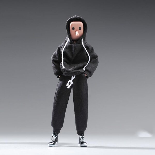 1/12 Herrenbekleidung für Actionfigur 6 Zoll AMITD Sweatshirt und Hose Schwarz