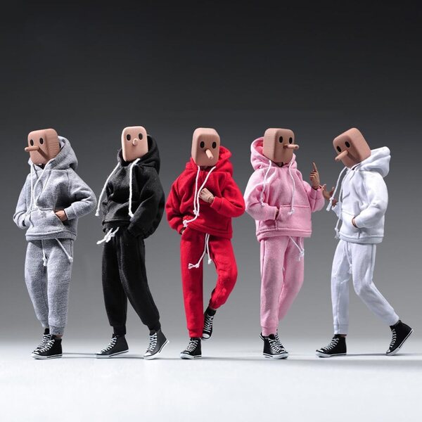 1/12 Herrenbekleidung für Actionfigur 6 Zoll AMITD Sweatshirt und Hose Schwarz