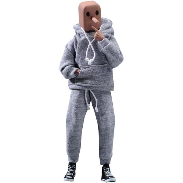 Abbigliamento Uomo per Action Figure 1/12 - Felpa e Pantaloni Grigio AMITD