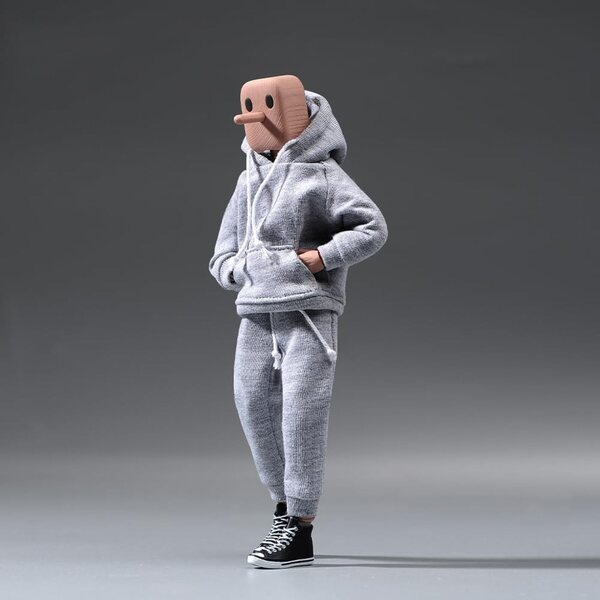 Abbigliamento Uomo per Action Figure 1/12 - Felpa e Pantaloni Grigio AMITD