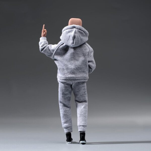 Abbigliamento Uomo per Action Figure 1/12 - Felpa e Pantaloni Grigio AMITD