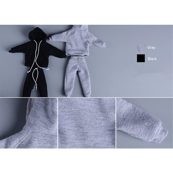 Abbigliamento Uomo per Action Figure 1/12 - Felpa e Pantaloni Grigio AMITD