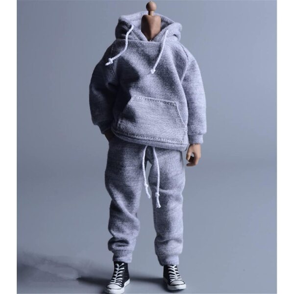 Abbigliamento Uomo per Action Figure 1/12 - Felpa e Pantaloni Grigio AMITD