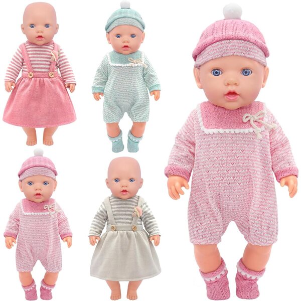 4-teiliges Kleidungsset für Puppen von 14 bis 18 Zoll – Zita Element Baby-Mädchen-Outfit