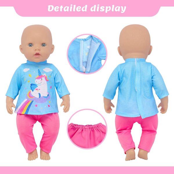 Set 4 Pezzi Vestiti per Bambole Neonate 33-40,6 cm con Gonne, Pantaloni e Body