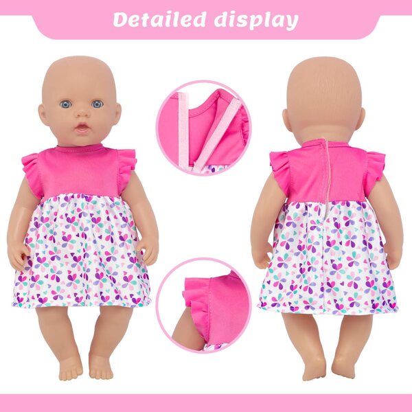 Set 4 Pezzi Vestiti per Bambole Neonate 33-40,6 cm con Gonne, Pantaloni e Body