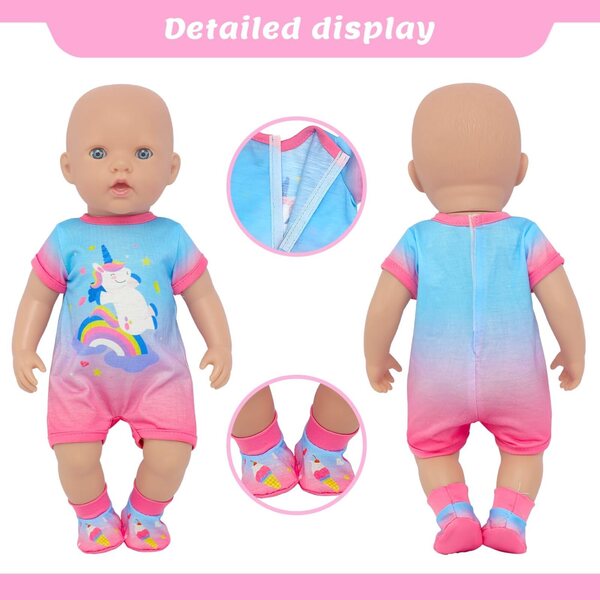 Set 4 Pezzi Vestiti per Bambole Neonate 33-40,6 cm con Gonne, Pantaloni e Body