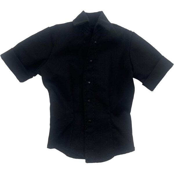 Camicia donna a maniche corte per action figure 12" in stile cosplay 1:6 nera