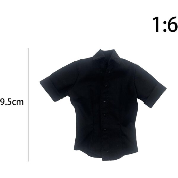 Camicia donna a maniche corte per action figure 12" in stile cosplay 1:6 nera